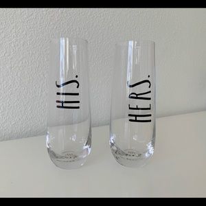 Rae Dunn "His" & "Hers" Couples Wine Glasses